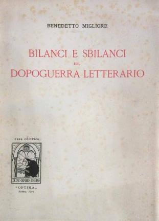 Bilanci e sbilanci del dopoguerra letterario - Benedetto Migliore - copertina