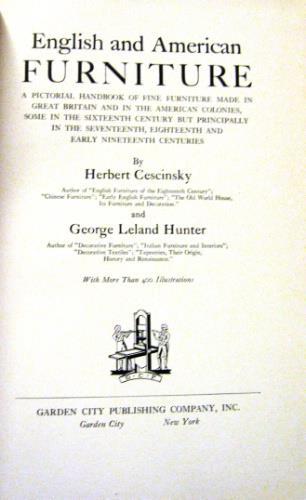 English and American furniture - Herbert Cescinsky,George Leland Hunter - copertina