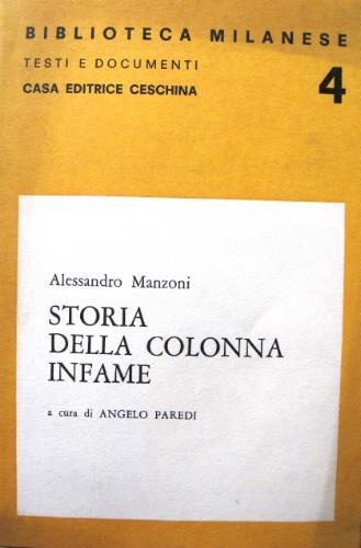 Storia della colonna infame - Alessandro Manzoni - copertina