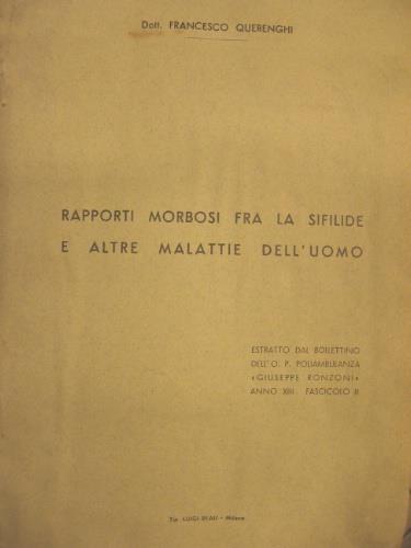 Rapporti morbosi fra la sifilide e altre malattie dell'uomo - Francesco Querenghi - copertina