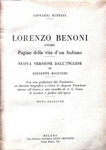 Lorenzo Benoni - Giovanni Ruffini - copertina