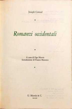 Romanzi occidentali - Joseph Conrad - copertina