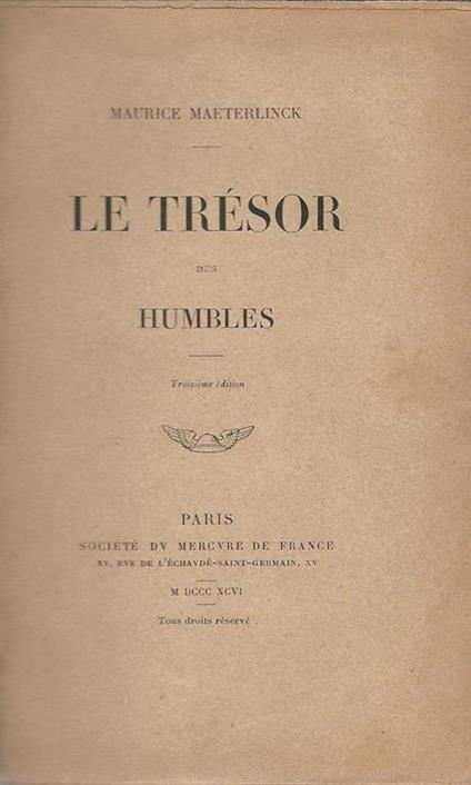 Le Tresor - Maurice Maeterlinck - copertina