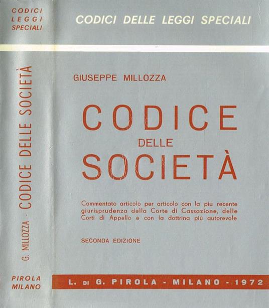 Codice Delle Società - Giuseppe Millozza - copertina