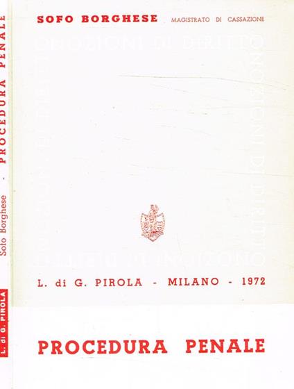 Nozioni Di Procedura Penale - Sofo Borghese - copertina