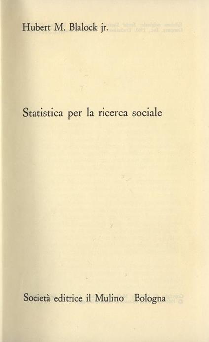 Statistica per la ricerca sociale - copertina