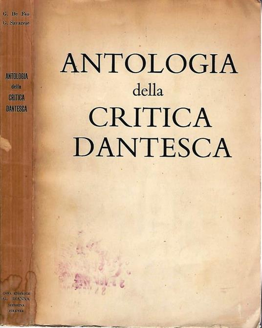 Antologia Della Critica Dantesca - Giuseppe De Feo - copertina