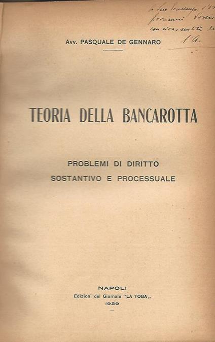 Teoria della bancarotta. Problemi di diritto sostantivo e percentuale - copertina