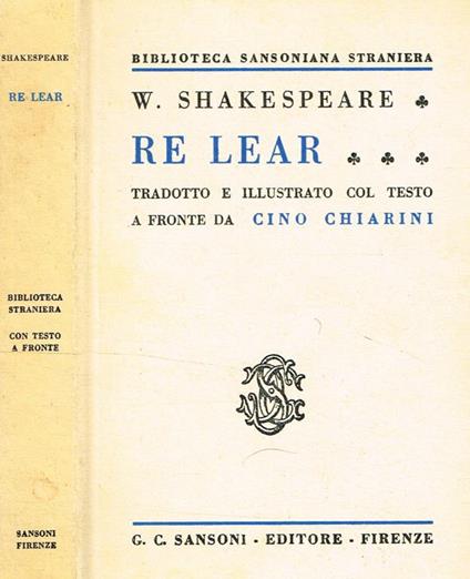 Re Lear - William Shakespeare - copertina