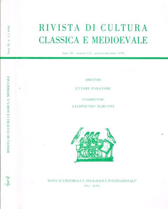 Rivista Di Cultura Classica E Medioevale Anno Xl N.1-2 - Ettore Paratore - copertina