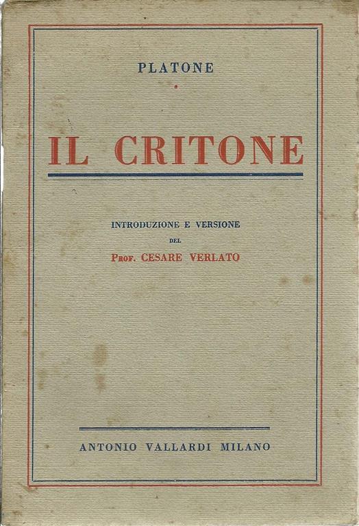 Platone. Il Critone - copertina