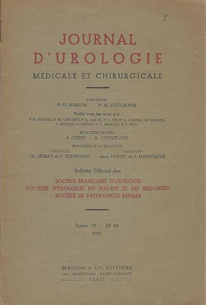 Journal d'Urologie. Medicale et Chirurgicale - copertina