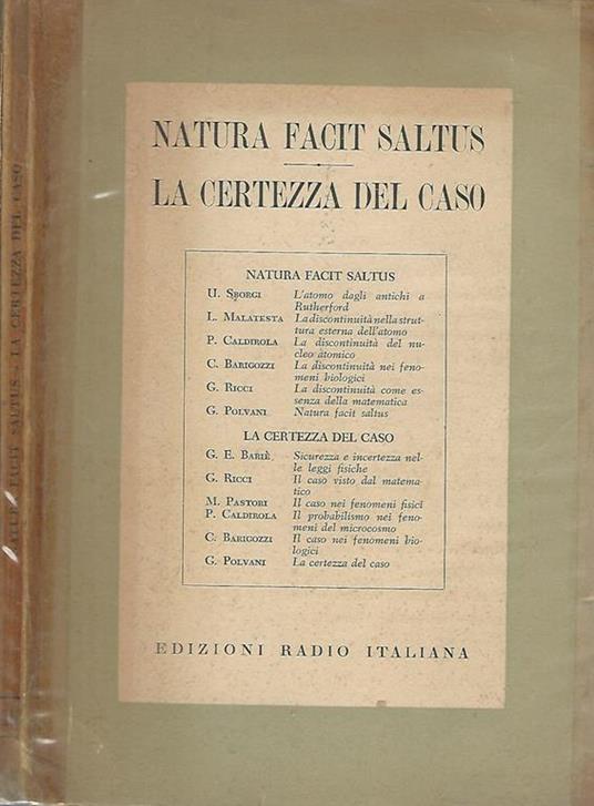 Natura Facit Saltus- La certezza del caso - copertina