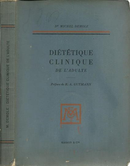 Dietetique Clinique. De L'Adulte - copertina