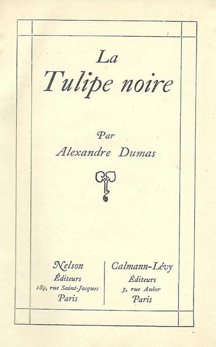 La Tulipe Noire - Alexandre Dumas - copertina