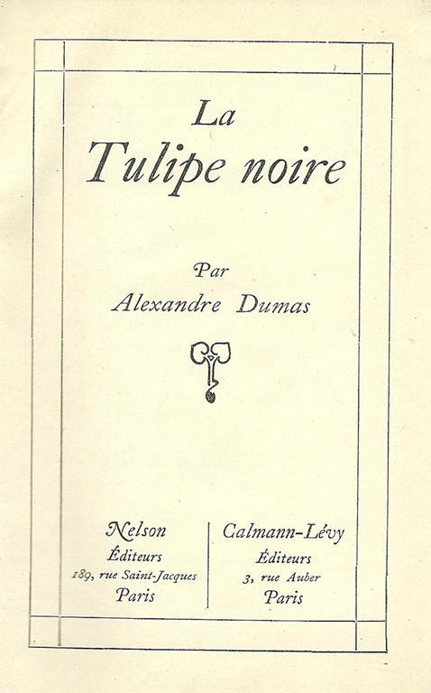 La Tulipe Noire - Alexandre Dumas - copertina