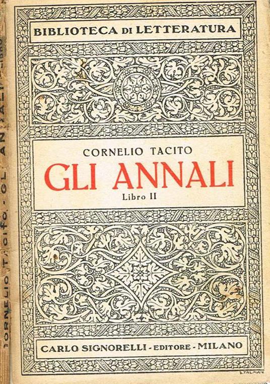 Gli Annali Libro Ii - P. Cornelio Tacito - copertina