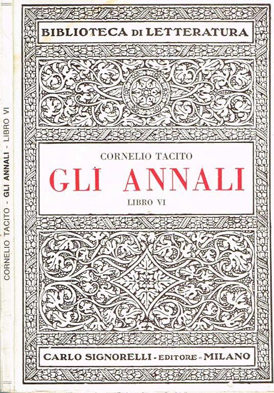 Gli Annali Libro Vi - P. Cornelio Tacito - copertina