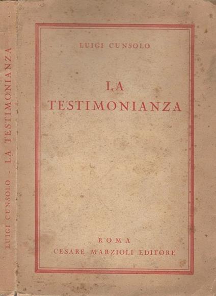 La testimonianza - Luigi Cunsolo - copertina