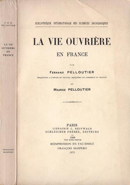 La vie ouvrière en France - copertina