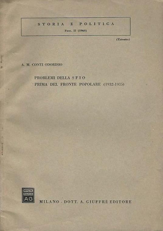 Problemi della SFIO prima del Fronte Popolare. 1932. 1935 - copertina