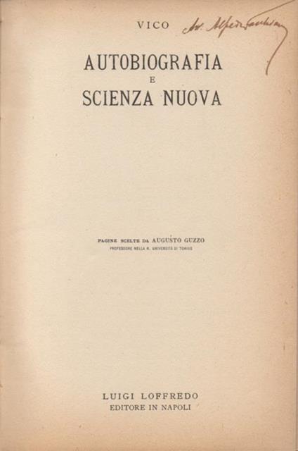 Autobiografia e Scienza Nuova - Giambattista Vico - copertina