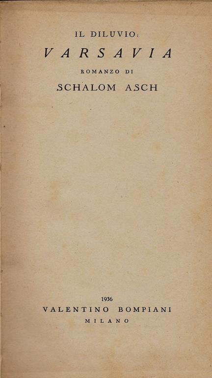 Varsavia - Sholem Asch - copertina