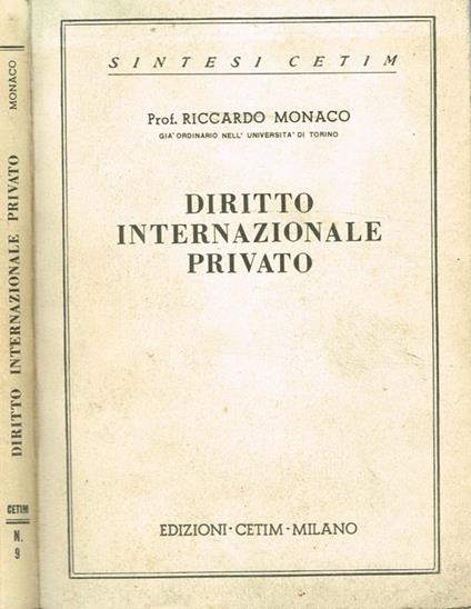 Diritto Internazionale Privato - Riccardo Monaco - copertina