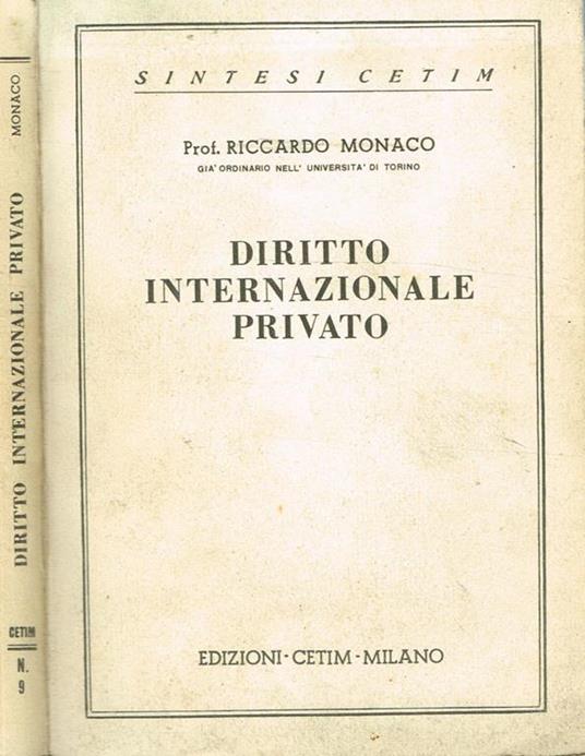 Diritto Internazionale Privato - Riccardo Monaco - copertina