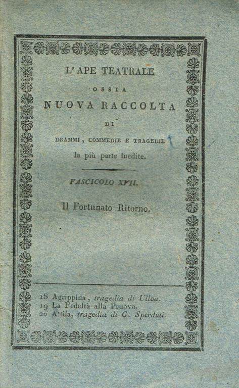 Il Fortunato Ritorno Commedia In Quattro Atti - copertina