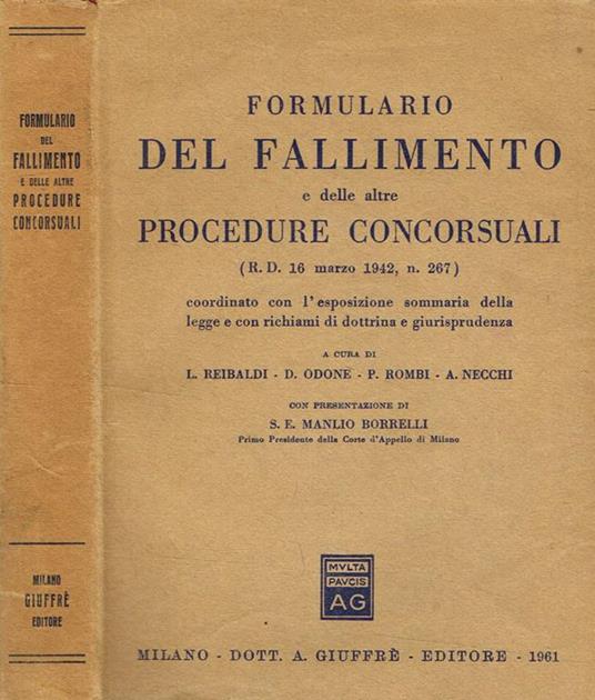 Formulario Del Fallimento E Delle Altre Procedure Concorsuali (R.D.16 Marzo 1942, N.267) - copertina