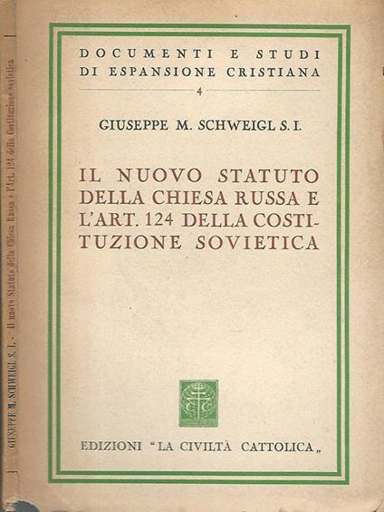 Il nuovo statuto della chiesa russa e l'art. 124 della costituzione sovietica - copertina