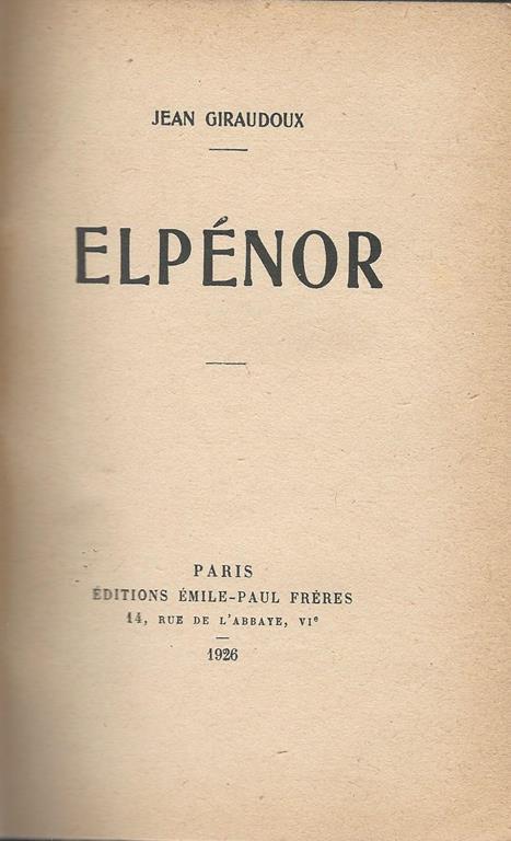 Elpenor - Jean Giraudoux - copertina