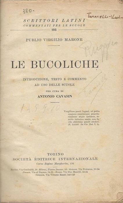 Le Bucoliche - Publio Virgilio Marone - copertina