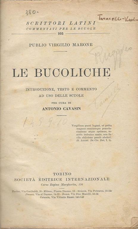 Le Bucoliche - Publio Virgilio Marone - copertina