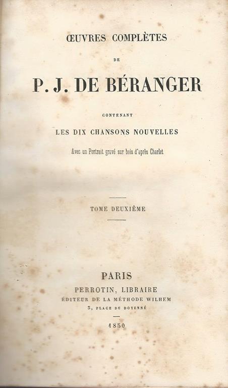 P.J. De Beranger Le Dix Chansons Nouvelles - copertina