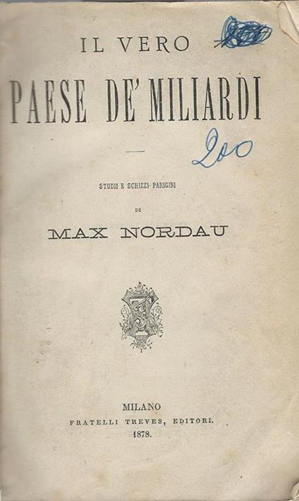 Il Vero Paese De' Miliardi - Max Nordau - copertina