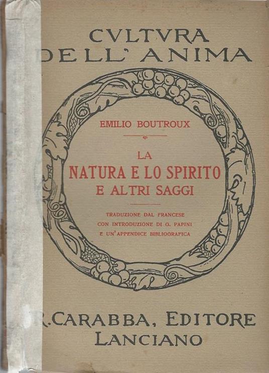 La Natura E Lo Spirito E Altri Saggi - Emile Boutroux - copertina