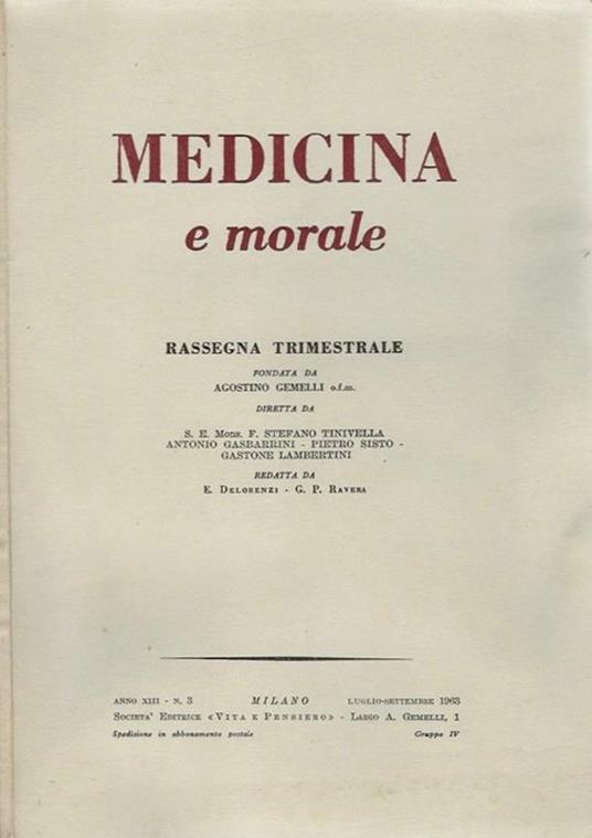 Medicina e Morale n. 3 - copertina