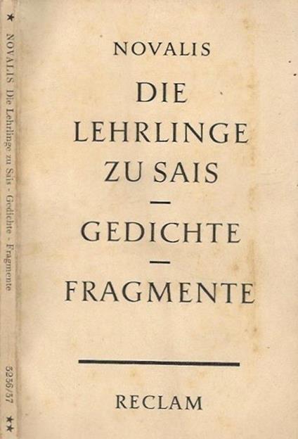 Die Lehrlinge Zu Sais - Gedichte - Fragmente - Novalis - copertina