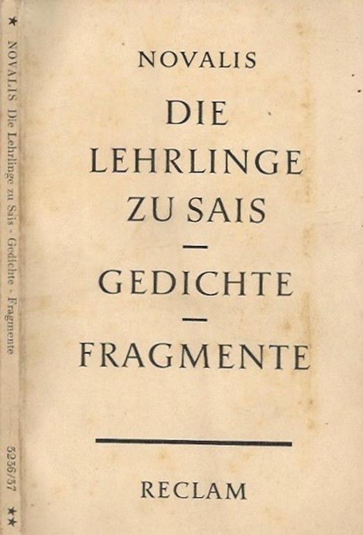 Die Lehrlinge Zu Sais - Gedichte - Fragmente - Novalis - copertina