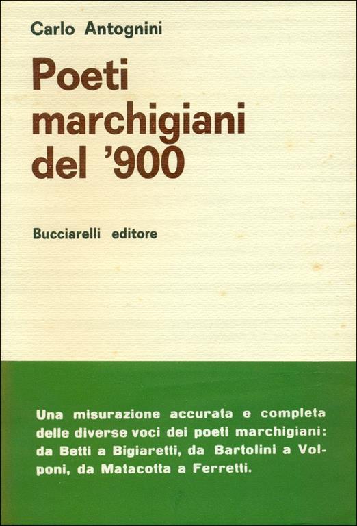 Poeti marchigiani del '900 - Carlo Antognini - copertina