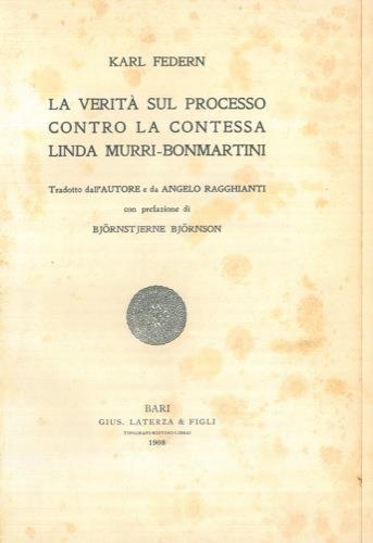 La verità sul processo contro la contessa Linda Murri - Bonmartini - Karl Federn - copertina