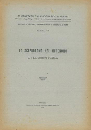 Lo sclerotomo nei Murenoidi - Umberto D'Ancona - copertina