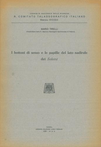 I bottoni di Senso e le papille del lato nadirale dei Soleini - Mario Tirelli - copertina