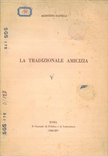 La tradizionale amicizia! - Agostino Savelli - copertina