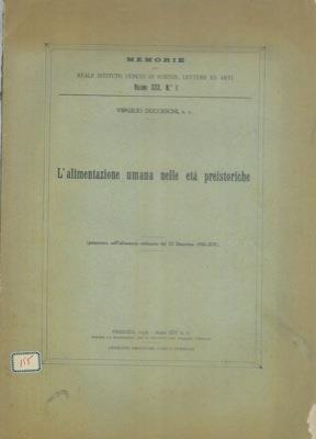 L' alimentazione umana nelle età preistoriche - Virgilio Duccesi - copertina