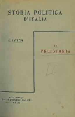 La Preistoria - Giovanni Patroni - copertina