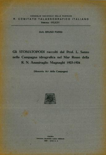 Gli Stomatopodi raccolti dal Prof. L.Sanzo nella Campagna idrografica nel Mar Rosso della R.N. Ammiraglio Magnaghi 1923-24 - Bruno Parisi - copertina