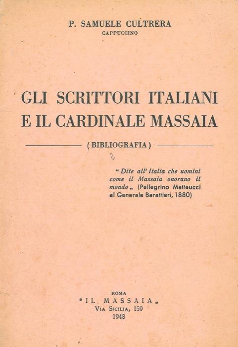 Gli scrittori italiani e il cardinale Massaia (Bibliografia) - Samuele Cultrera - copertina